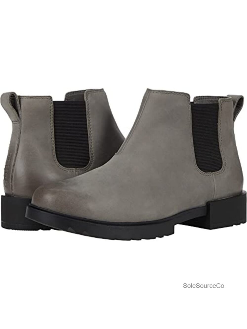 Waterproof Leather Chelsea Ankle Boots Block Heel Pull-On